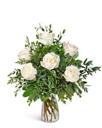 Half Dozen White Roses in Savannah, MO and St. Joseph, MO