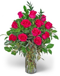 One Dozen Hot Pink Roses in Savannah, MO and St. Joseph, MO