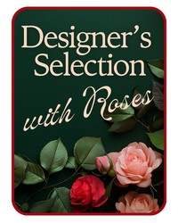 Designer's Choice with Roses in Glass Vase  in Savannah, MO and St. Joseph, MO