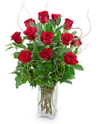 Dozen Red Roses with Willow in Savannah, MO and St. Joseph, MO