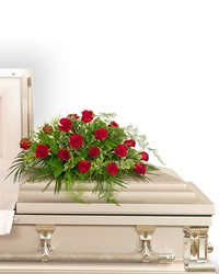 18 Red Roses Casket Spray in Savannah, MO and St. Joseph, MO