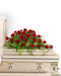 24 Red Roses Casket Spray in Savannah, MO and St. Joseph, MO