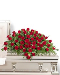 50 Red Roses Casket Spray in Savannah, MO and St. Joseph, MO